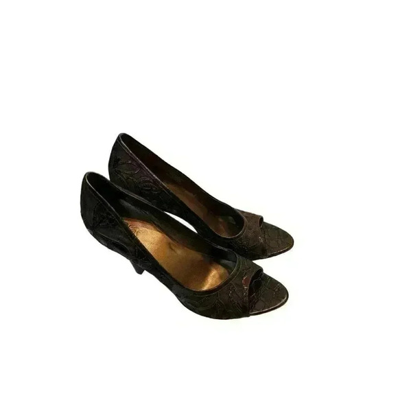 COPY - Carlos Santana Brown with Applique design Peep Toe Heels, Size 8 1/2 M, … - Picture 4 of 10